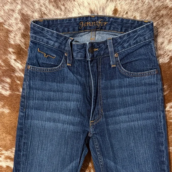 Kimes Ranch Dark Blue Flare Jeans with Gold Stitching